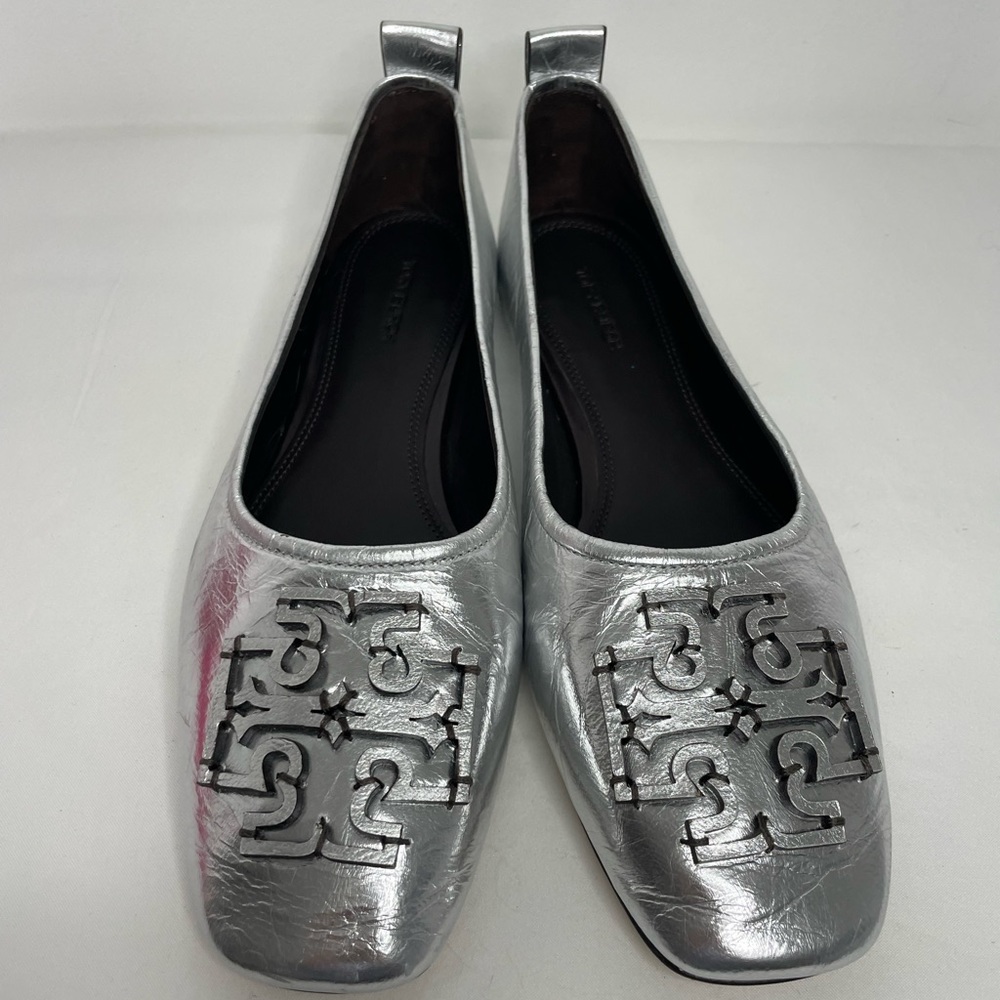 Tory Burch silver ballet flats NIB